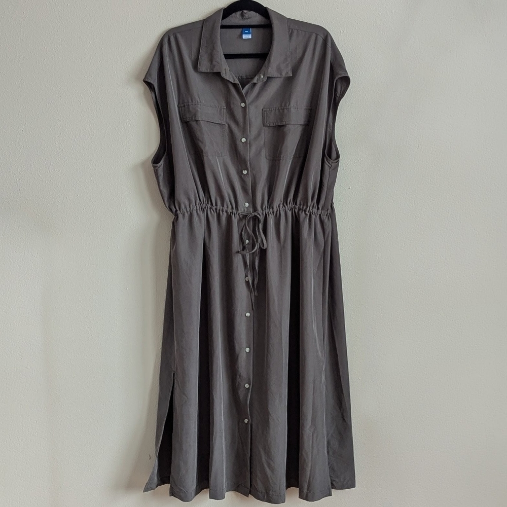 Old Navy Waist-Defined Utility Midi Shirt Dress